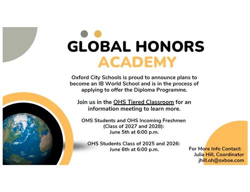 Global Honors Academy interest meetings to be held June 5 and June 6